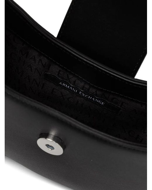 ARMANI EXCHANGE Black Logo-Plaque Shoulder Bag