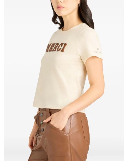 Cinq À Sept Natural Lettering-Appliqué Merci T-Shirt