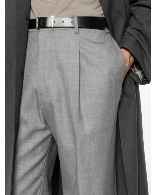 Lardini Gray Pleated Wide-Leg Trousers for men