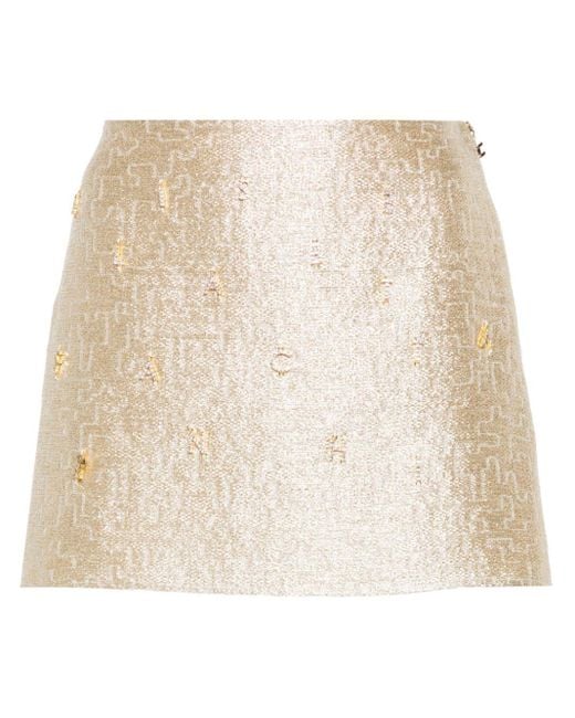 Elisabetta Franchi Natural Crystal-embellished Tweed Mini Skirt