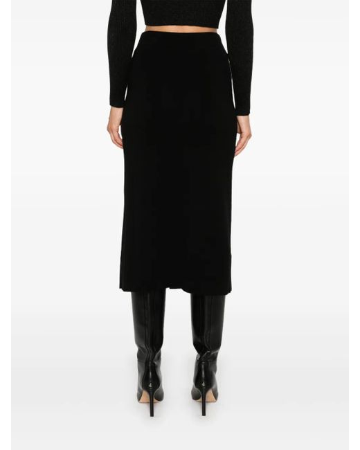 P.A.R.O.S.H. Black Draped Midi Skirt