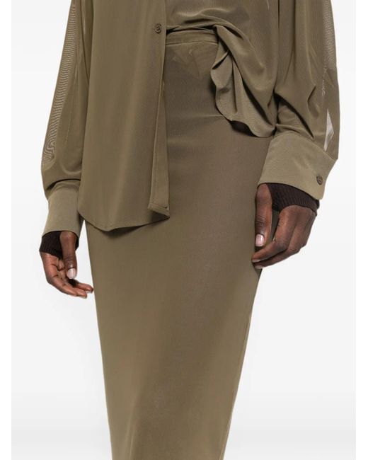 Frankie Shop Green Suva Sheer Pencil Midi Skirt
