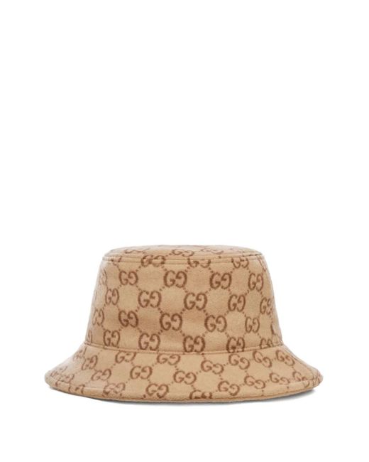 Gucci Natural Gg Jacquard Wool Bob Hat