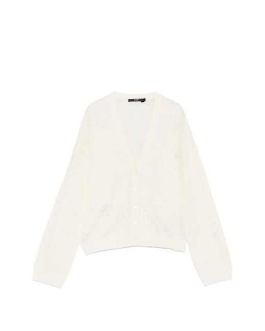 Seventy White Sequin V-Neck Cardigan