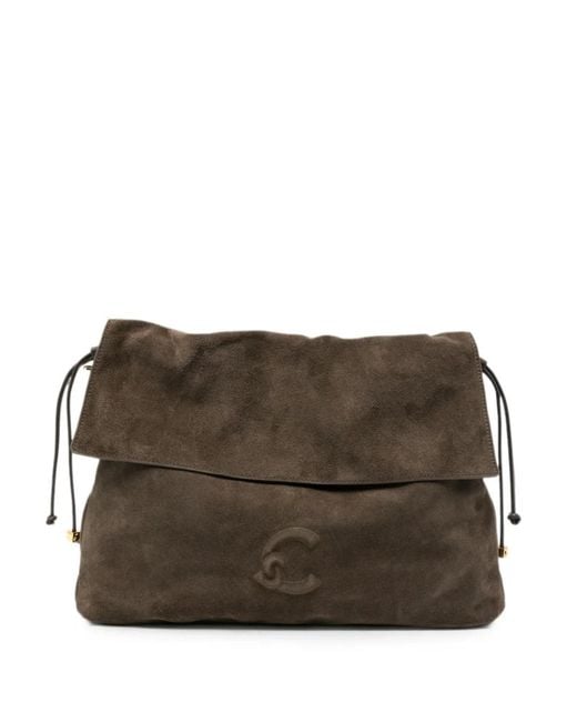 Coccinelle Brown Drawstring Leather Shoulder Bag