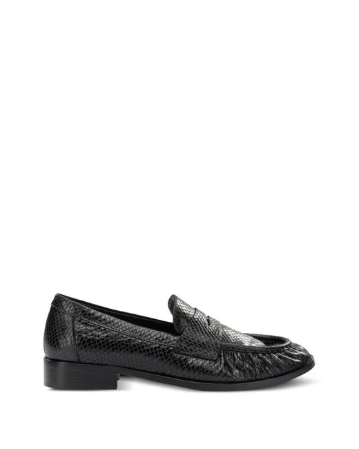 strategia shoes Black Snakeskin-Effect Loafers