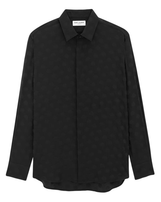 メンズ Saint Laurent ポルカドット シルクシャツ Black