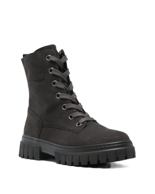 Gabor Black Lace-Up Chunky-Sole Boots