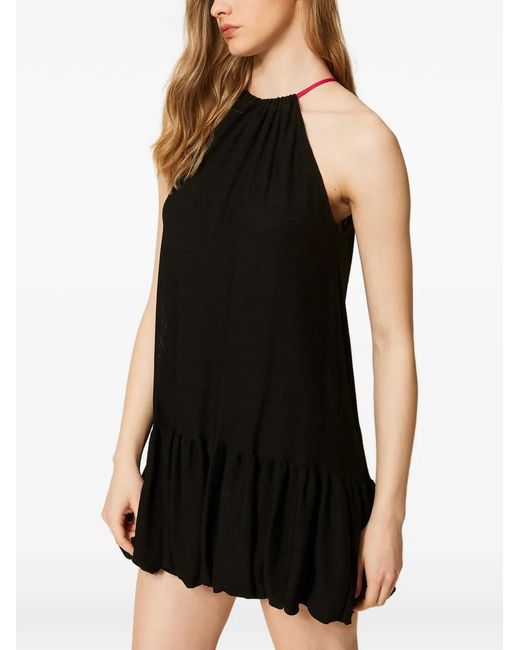 Twinset Women's Black Halterneck Ruffled Dress