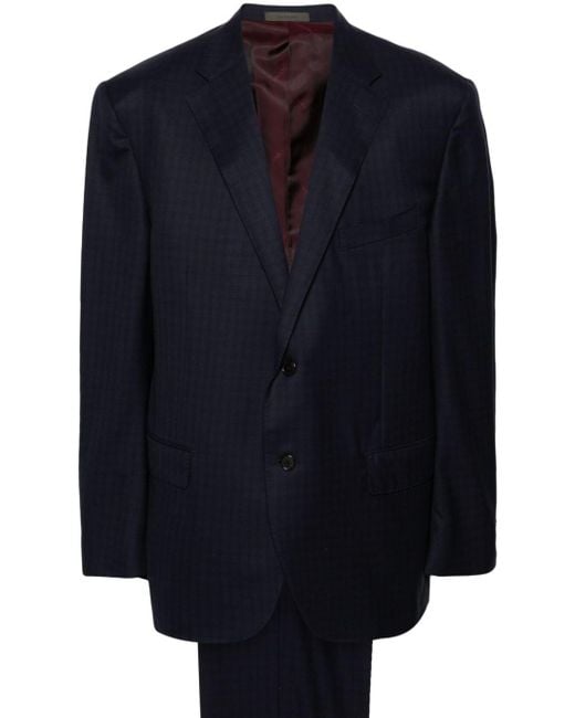 Corneliani Blue Checked Wool Suit for men