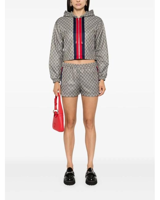 Gucci Brown Gg Technical Jersey Zip Jacket