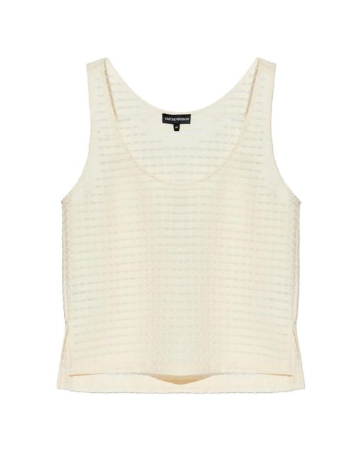 Emporio Armani Natural Scoop-Neck Textured Top