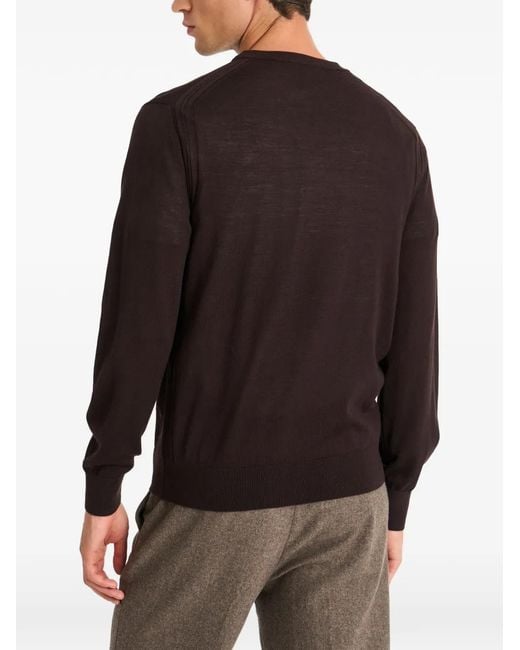 Pringle of Scotland Black Crew Neck Merino Wool Sweater for men