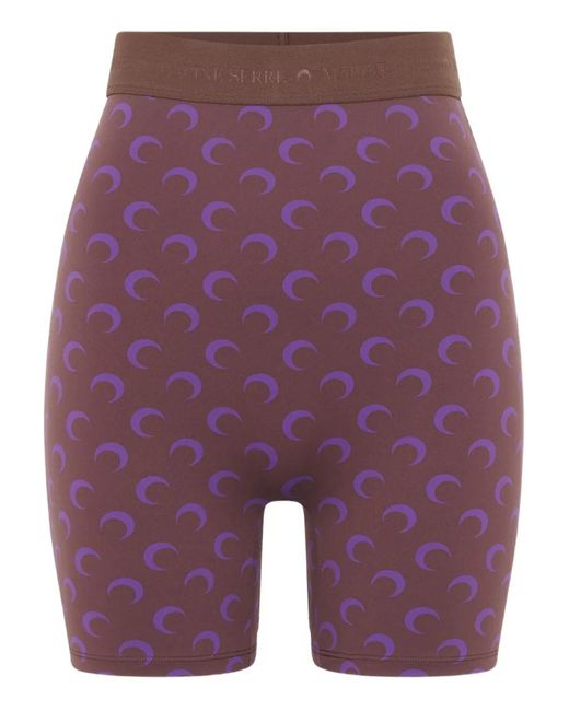 MARINE SERRE Purple Moon-Print Jersey Biker Shorts