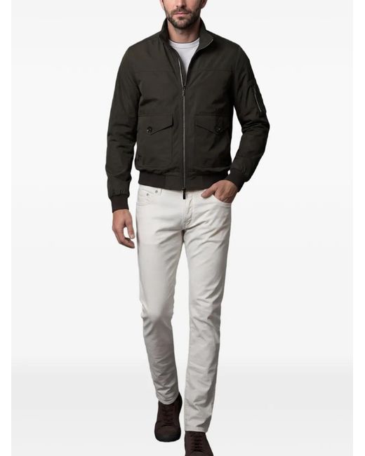 Moorer Black Aiden Patch-Pocket Bomber Jacket for men