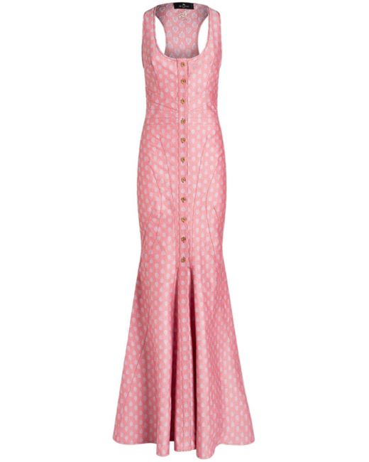 Etro Pink Abendkleid mit Jacquardmuster