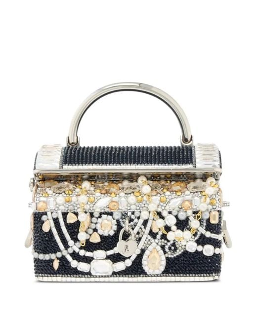 Judith Leiber Black Crystal-Embellished Faux-Pearl Tote Bag