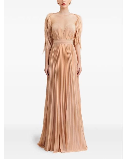 Gemy Maalouf Natural Robe Plissée À Encolure Cœur