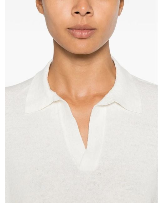Momoní White Columbia Polo-Collar Short-Sleeve T-Shirt