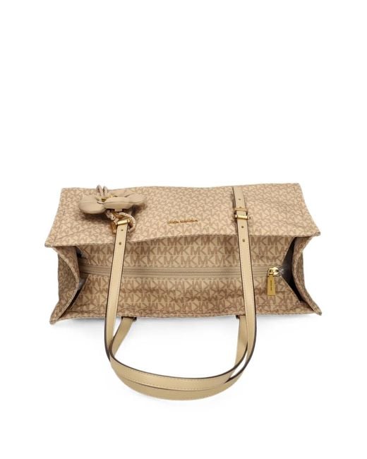 MICHAEL Michael Kors Natural Medium Zadie Logo-Pattern Shoulder Bag
