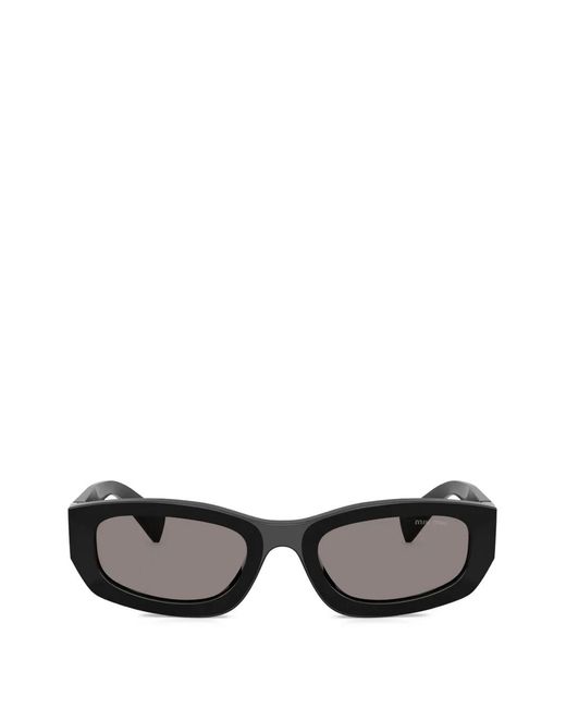 Miu Miu Black Logo Rectangle Sunglasses