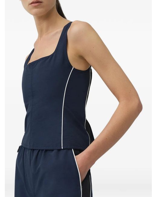 Jonathan Simkhai Blue Aya Contrast-Panel Top