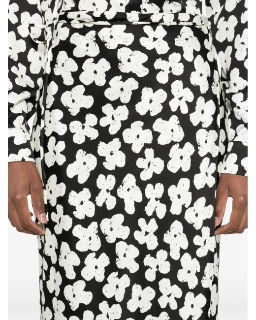 MSGM White Midirock Mit Blumen-Print