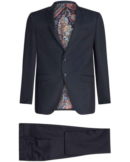 Etro Blue Pinstripe Wool Suit for men