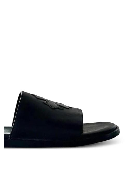 Chrome Hearts Blue Logo-Patch Leather Sandals for men
