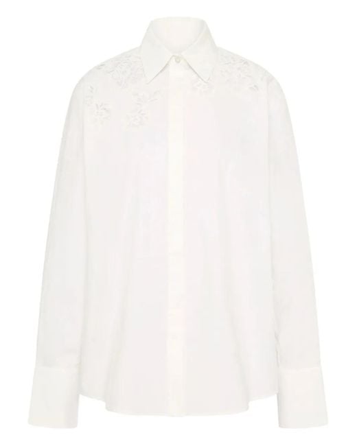 Rebecca Vallance White Jovie Cotton Long-Sleeve Shirt
