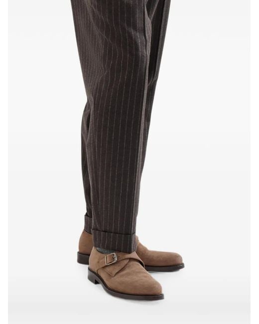 Brunello Cucinelli Brown Suede Monk Strap Derbys for men