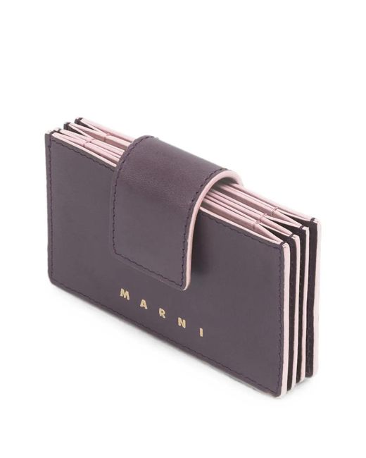 Marni Purple Logo-Print Gusseted Cardholder