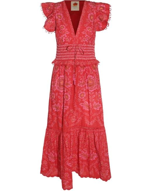 Farm Rio Maxi-Jurk Met Bloemenprint in het Red