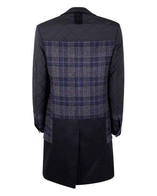 Junya Watanabe Blue Quilted Check Coat for men