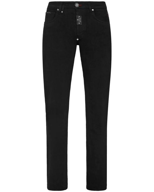 Philipp Plein Black Supreme Logo-Plaque Straight-Leg Jeans for men