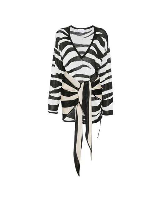 The Attico White Zebra-Print Knotted Mini Dress