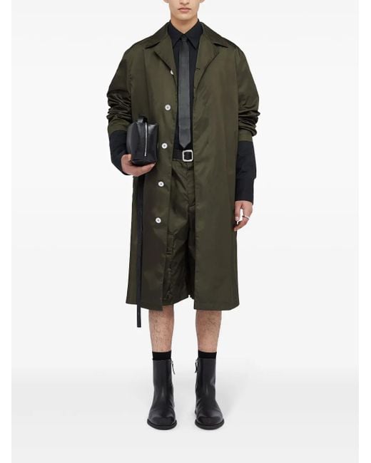 Jil Sander Green Button-Up Raincoat for men