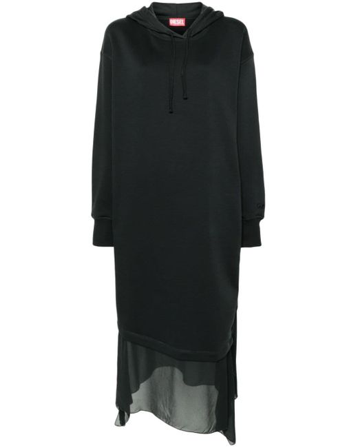 Vestido a capas estilo sudadera con capucha DIESEL de color Black
