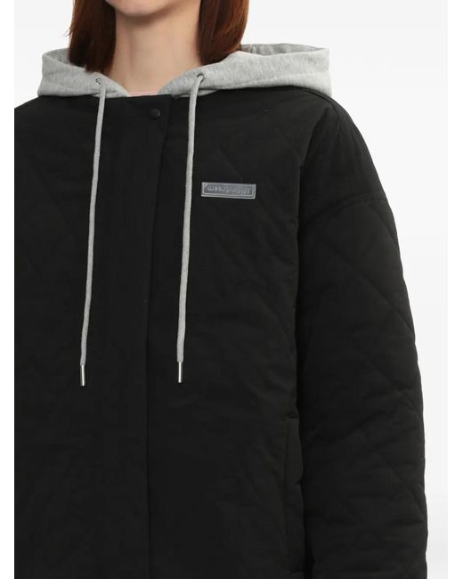 Mini Cream Black Hooded Quilted Jacket