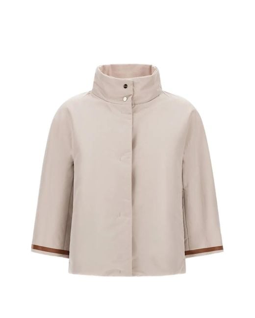 Capa Con Botones Y Cuello Alto Herno de color Natural