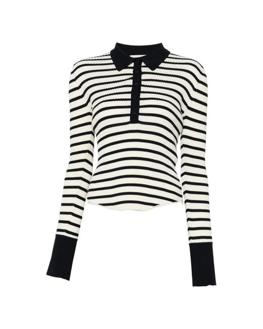 Semicouture Black Striped Collared Polo Shirt