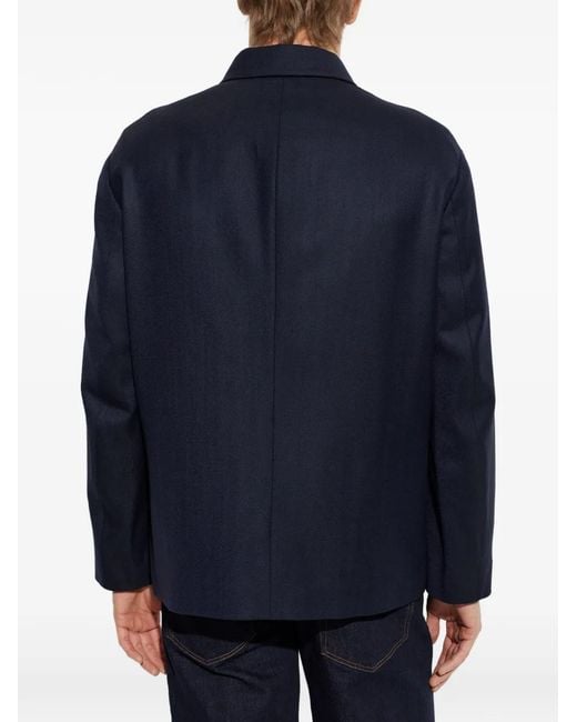 Giorgio Armani Blue Herringbone Shirt Jacket for men