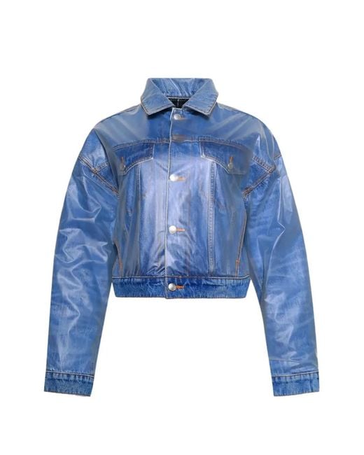 Alexander Wang Blue Sheer-Overlay Trucker Jacket