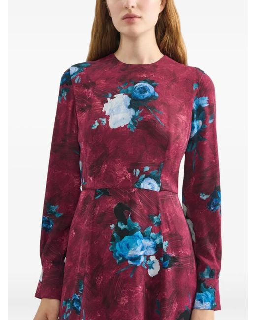 Erdem Red Midikleid Mit Blumen-Print