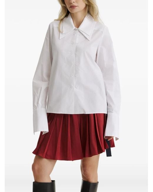 CuAnna White Doubleyou Layered-Collar Shirt