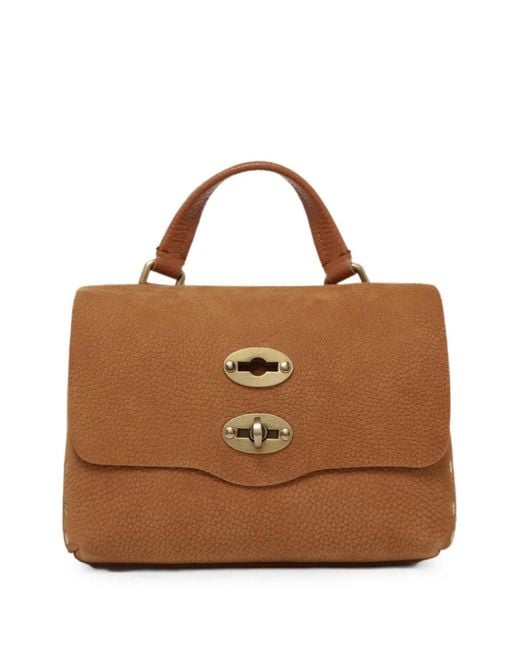 Zanellato Brown Baby Postina Stud-Embellished Tote Bag
