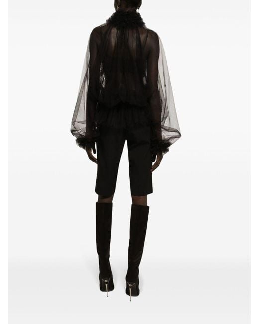 Dolce & Gabbana Black Pleat-detail Tailored Shorts
