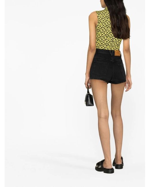 Versace Black Flared Denim Shorts
