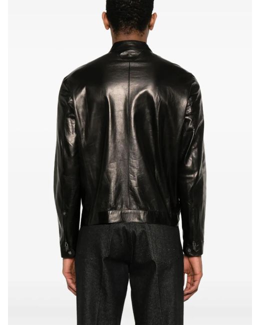 Salvatore Santoro Black Leather Jacket for men