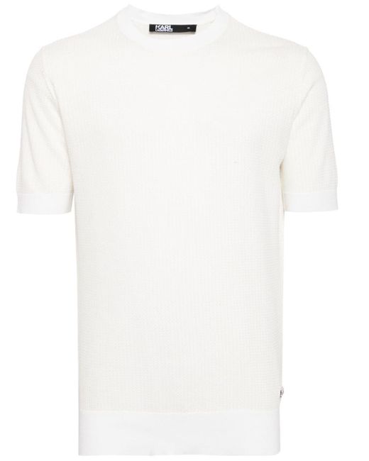 Karl Lagerfeld White Logo-appliqué Knitted Top for men